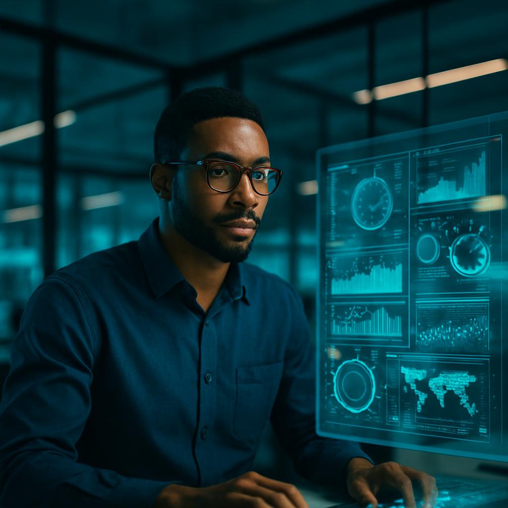 Consultor de Raíz Digital analizando datos en tiempo real